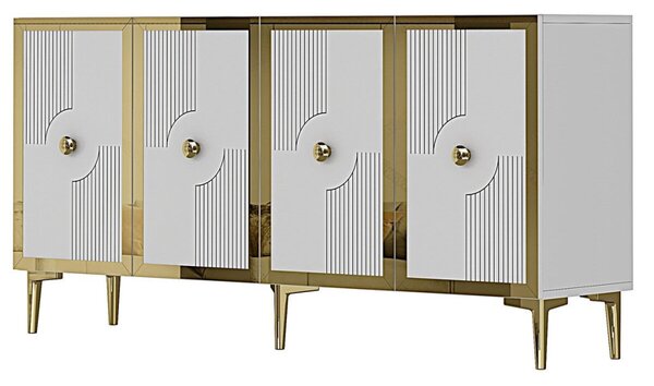 Pega komód, fehér-arany, 125 cm