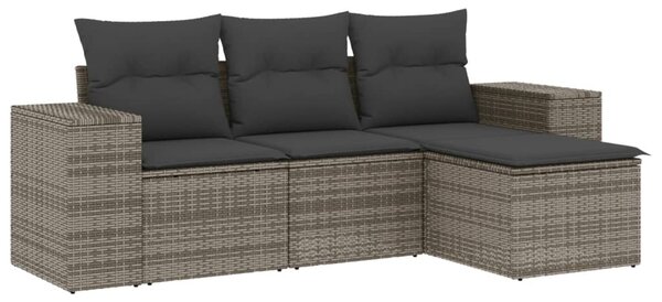 4 részes szürke polyrattan kerti ülőgarnitúra párnákkal