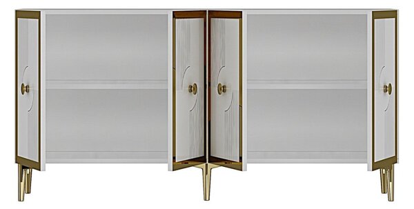 Pega komód, fehér-arany, 125 cm