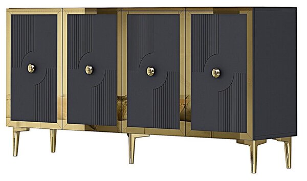 Pega komód, antracit-arany, 125 cm