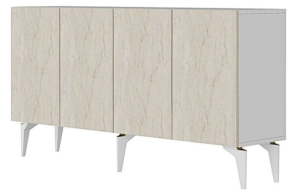 Lipa komód, fehér-travertin, 125 cm