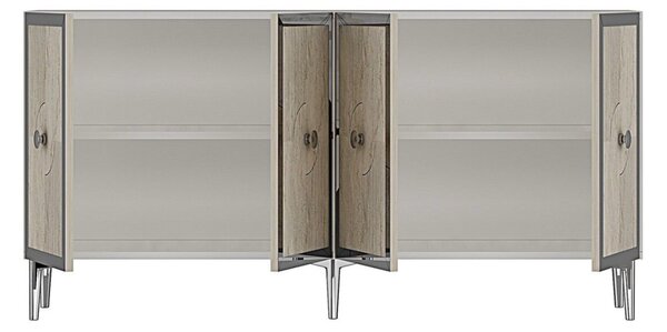 Pega komód, fehér-travertin, 125 cm – TR555CHM1564