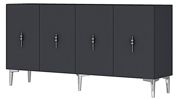 Komód, antracit-ezüst, 125 cm