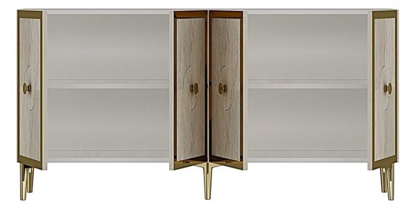 Pega komód, fehér-travertin, 125 cm – TR555CHM1563