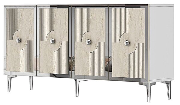 Pega komód, fehér-travertin, 125 cm – TR555CHM1564