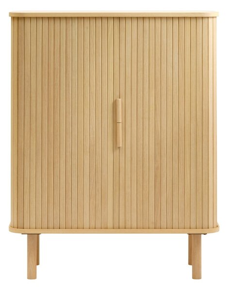 Natúr színű szekrény tolóajtóval, tölgyfa dekorral 113x90 cm Cavo – Unique Furniture