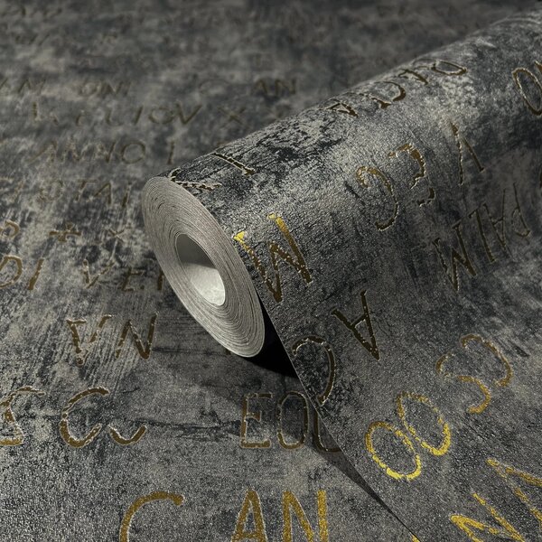 TF30082368 betűmintás szürke tapéta