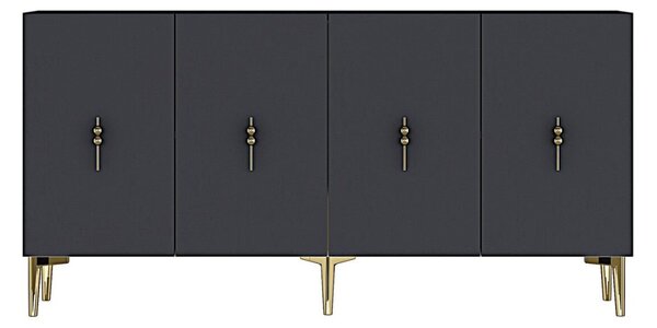 Komód, antracit-arany, 125 cm