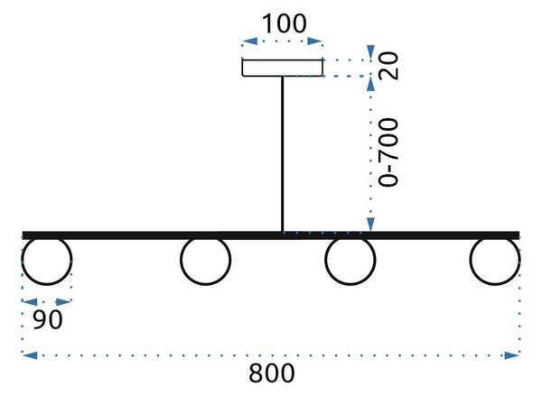 Toolight Szerszámlámpa, Függeszték Arany üveggolyók 4db APP675-4CP, OSW-06200