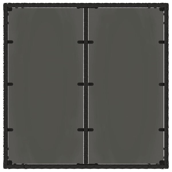 Fekete polyrattan üveglapos kerti asztal 90 x 90 x 75 cm