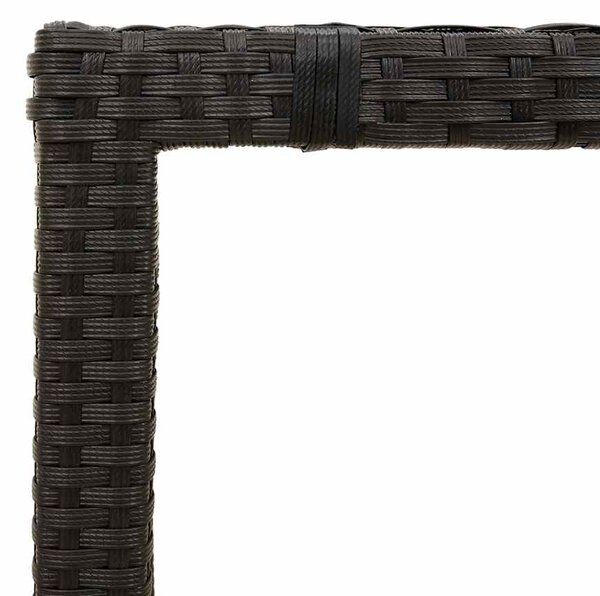 Fekete polyrattan üveglapos kerti asztal 90 x 90 x 75 cm
