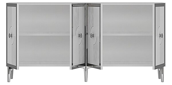 Pega komód, fehér-ezüst, 125 cm
