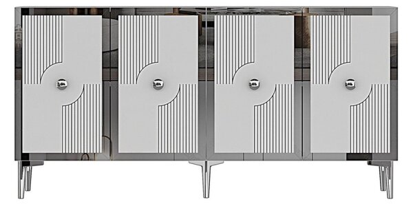 Pega komód, fehér-ezüst, 125 cm
