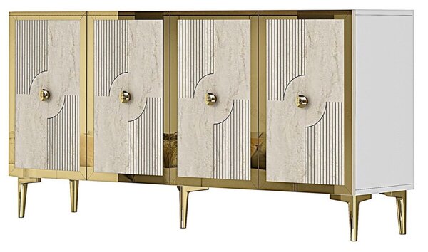 Pega komód, fehér-travertin, 125 cm – TR555CHM1563