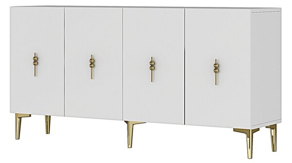 Komód, fehér-arany, 125 cm