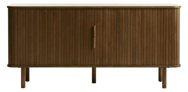 Barna alacsony komód tolóajtóval, tölgyfa dekorral 76x160 cm Cavo – Unique Furniture