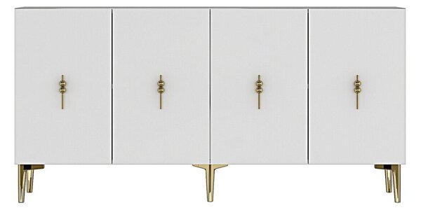 Komód, fehér-arany, 125 cm