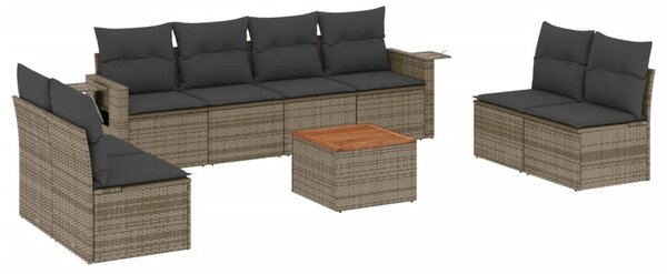 9 részes szürke polyrattan kerti ülőgarnitúra párnákkal