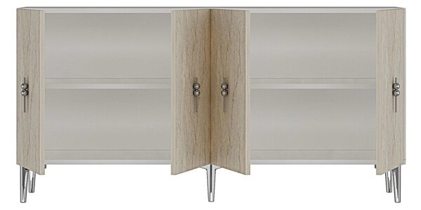 Komód, fehér-travertin, 125 cm – TR555CHM1570