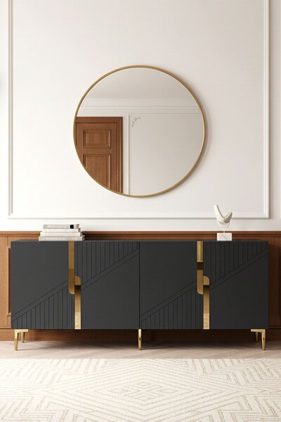 Evva komód, antracit-arany, 125 cm