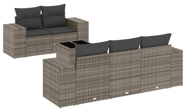 6 részes szürke polyrattan kerti ülőgarnitúra párnákkal