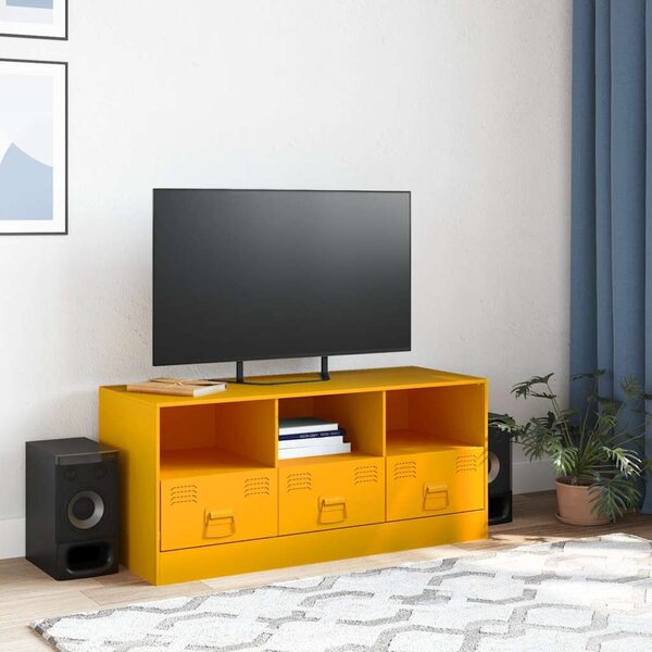 Mustársárga acél TV-szekrény 99 x 39 x 44 cm