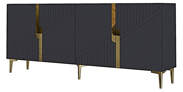 Evva komód, antracit-arany, 125 cm
