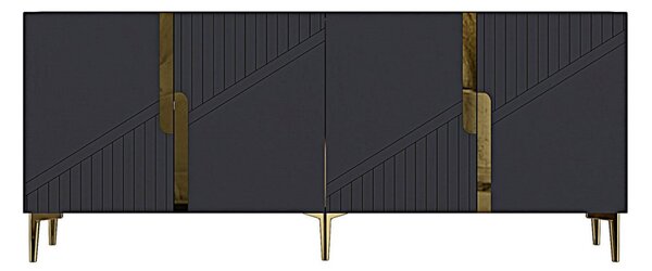 Evva komód, antracit-arany, 125 cm
