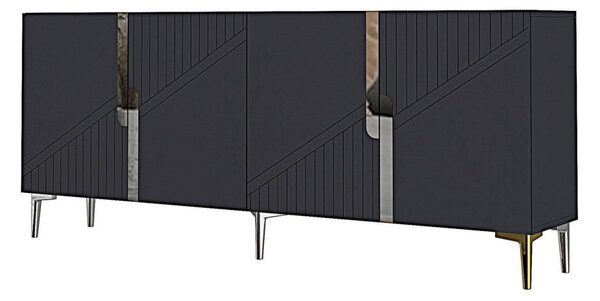Evva komód, antracit-ezüst, 125 cm