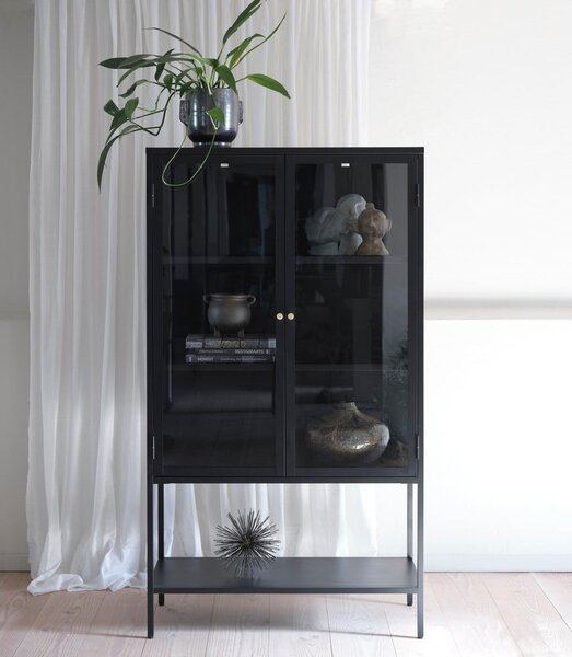 Fekete fém tálalószekrény 90x160 cm Carmel – Unique Furniture