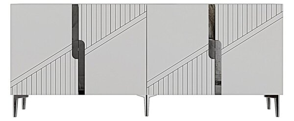 Evva komód, fehér-ezüst, 125 cm