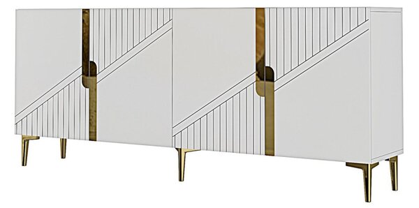 Evva komód, fehér-arany, 125 cm