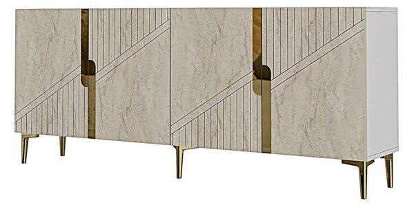Evva komód, fehér-travertin, 125 cm