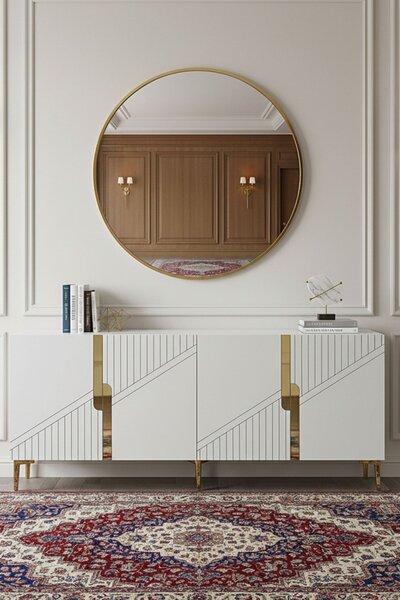 Evva komód, fehér-arany, 125 cm