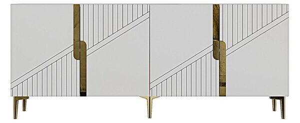 Evva komód, fehér-arany, 125 cm