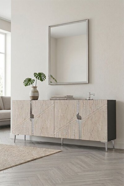 Evva komód, antracit-travertin, 125 cm – TR555CHM1574