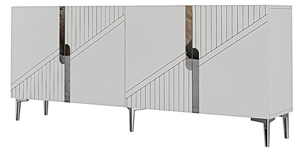 Evva komód, fehér-ezüst, 125 cm