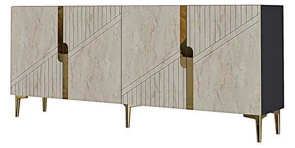 Evva komód, antracit-travertin, 125 cm – TR555CHM1573