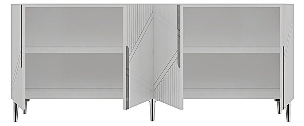 Evva komód, fehér-ezüst, 125 cm