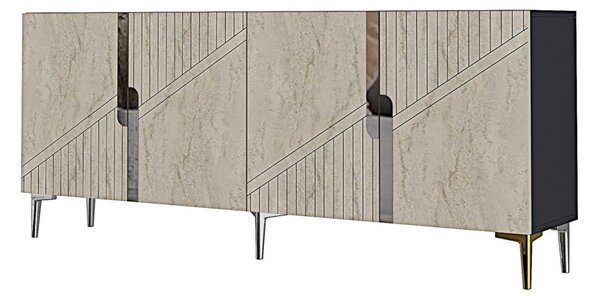 Evva komód, antracit-travertin, 125 cm – TR555CHM1574