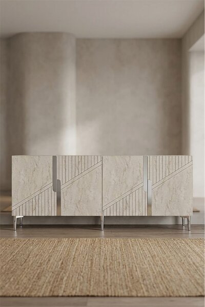 Evva komód, antracit-travertin, 125 cm – TR555CHM1574