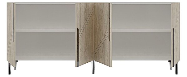Evva komód, ezüst-fehér, 125 cm