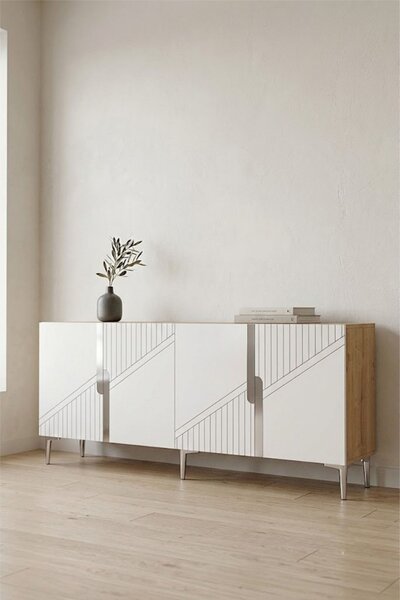 Evva komód, zafír tölgy-fehér, 125 cm – TR555CHM1580
