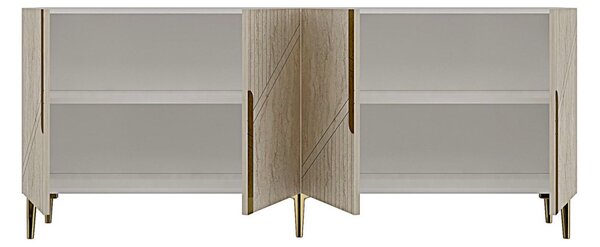 Evva komód, fehér-travertin, 125 cm