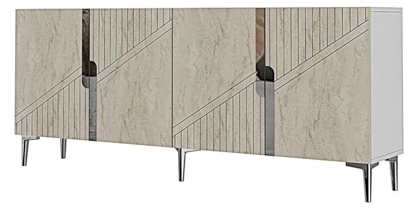Evva komód, ezüst-fehér, 125 cm
