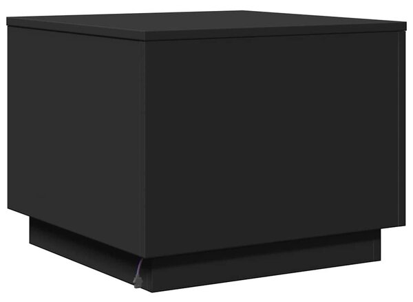 Fekete dohányzóasztal LED-lámpákkal 50 x 50 x 40 cm