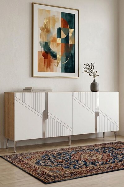 Evva komód, zafír tölgy-fehér, 125 cm – TR555CHM1580