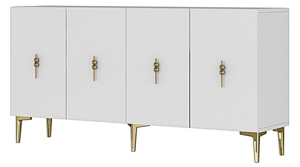 Komód, arany-fehér, 150 cm