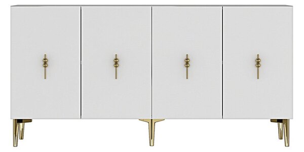 Komód, arany-fehér, 150 cm