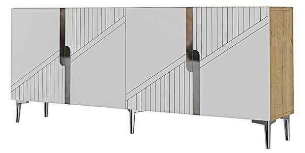 Evva komód, zafír tölgy-ezüst, 150 cm